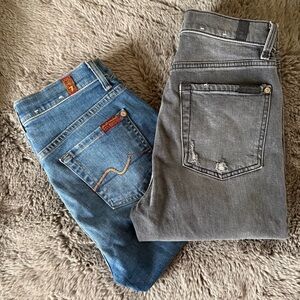 Lot of 2 7 For All Mankind 26 High Waist Ankle Skinny Blue Gray Jeans Preppy